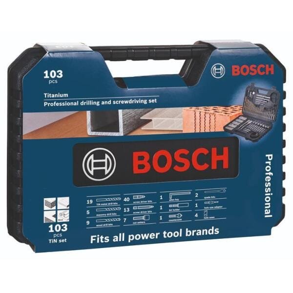 Jogo de Brocas e Bits Bosch Titanium 103 Peças - 260859407