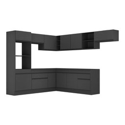 Armário de Cozinha Completa de Canto com Rodapé Veneza Multimóveis MP2083.895 Preto - 7