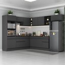 Ver imagem 2 de Armário de Cozinha Completa de Canto com Rodapé Veneza Multimóveis MP2083.895 Preto