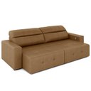 Ver imagem 2 de Sofá Retrátil 4 Lugares 264cm 2 Módulos Nero com USB Couro Caramelo G52 - Gran Belo