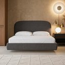 Ver imagem 3 de Cama Queen Flutuante com Cabeceira 160cm Aura W01 Linho Cinza Escuro - Lyam Decor