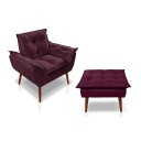 Ver imagem 1 de Kit Poltrona com Puff Opala para Sala Confortável e Resistente Suede