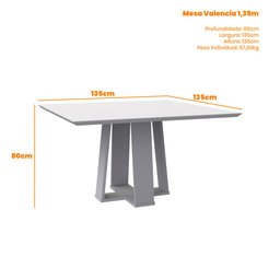 Mesa de Jantar Valencia 1,35X1,35 Ype/Off White New Ceval - 2
