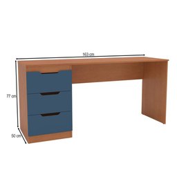 Mesa para Escritório Madri 3 Gavetas Azul/freijó - Politorno - 4