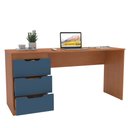 Ver imagem 3 de Mesa para Escritório Madri 3 Gavetas Azul/freijó - Politorno