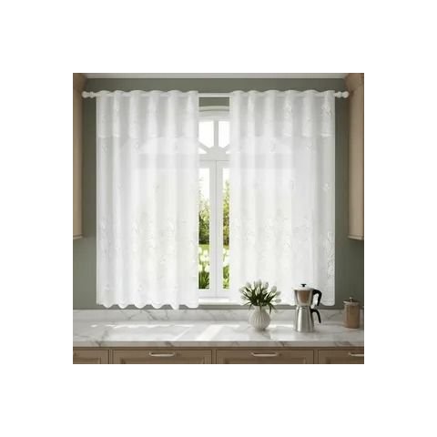Cortina Renda Cozinha Tulipa Branca 2,00LARG X 1,50ALT