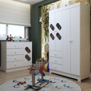 Ver imagem 1 de Quarto Infantil Completo Escotilha 5 Portas 7 Gavetas Branco - Panorama Móveis