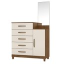 Ver imagem 1 de Cômoda 5 Gavetas e 1 Porta com Espelho Lisboa Castanho Wood Baunilha 937391 Moval