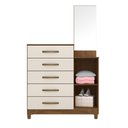 Ver imagem 2 de Cômoda 5 Gavetas e 1 Porta com Espelho Lisboa Castanho Wood Baunilha 937391 Moval