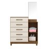 Cômoda 5 Gavetas e 1 Porta com Espelho Lisboa Castanho Wood Baunilha 937391 Moval - 2