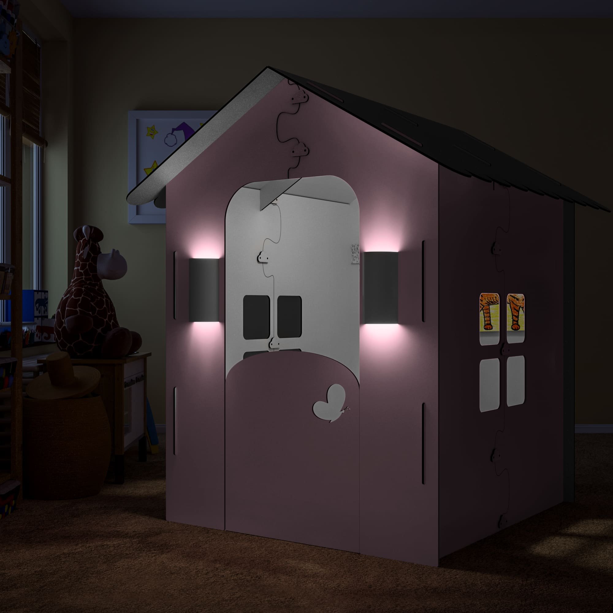 Casinha Infantil Rosa com iluminação em LED - Malu Decor - 4