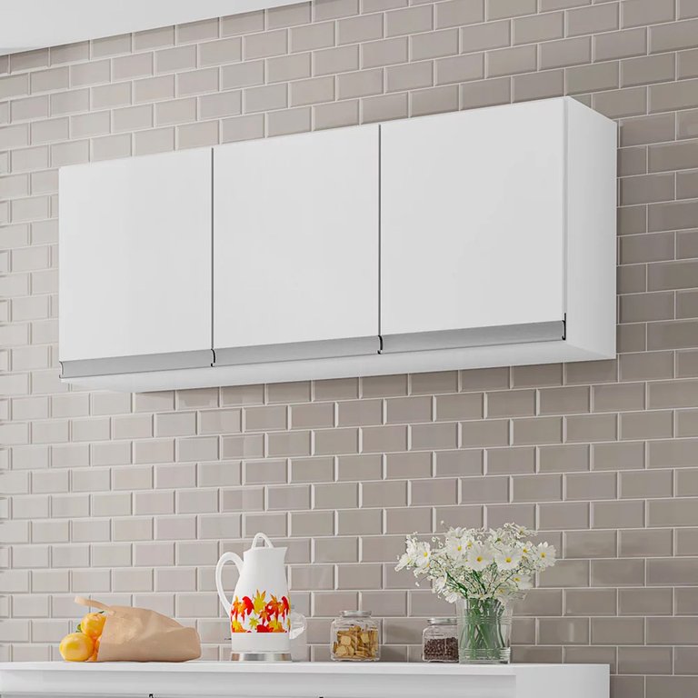 Armário Aéreo para Cozinha Ambiente Andréia 3 Portas 120cm Ajl