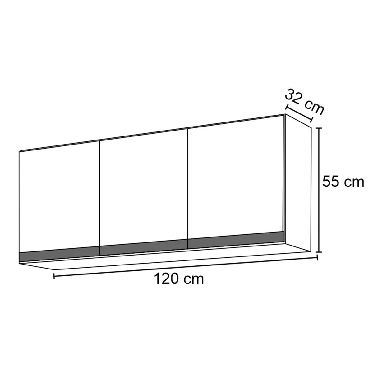 Armário Aéreo Andréia 3 Portas 120cm Branco Ajl Móveis - 4