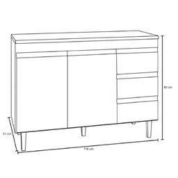 Balcão de Pia Branco 2 Portas e 3 Gavetas Andréia 120cm - Moveis Leartam - 3