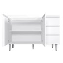 Ver imagem 2 de Balcão de Pia Branco 2 Portas e 3 Gavetas Andréia 120cm - Moveis Leartam