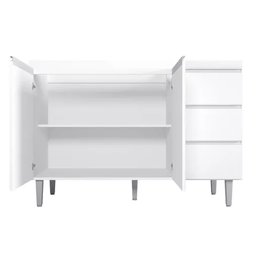 Balcão de Pia Branco 2 Portas e 3 Gavetas Andréia 120cm - Moveis Leartam - 2