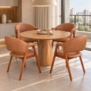 Ver imagem 1 de Mesa Cone Tampo 90cm Redondo & 4 Cadeiras Lithi Durango com Braços Design Elegante
