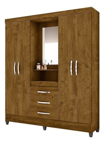 Guarda-Roupa e Cômoda Vênus Capri Castanho Wood - 4