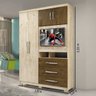 Guarda-Roupa Solteiro Painel Tv de 32P Viena Avelã Castanho - 4