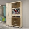 Guarda-Roupa Solteiro Painel Tv de 32P Viena Avelã Castanho - 1