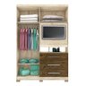 Guarda-Roupa Solteiro Painel Tv de 32P Viena Avelã Castanho - 3
