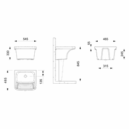 Tanque Simples Louça Branca 31L 82x54,5x48,5cm Celite - 3