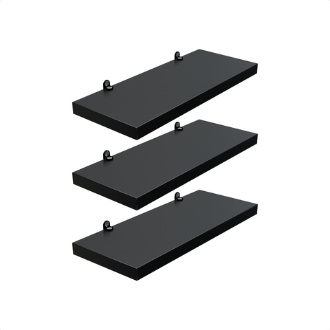 Kit 3 Prateleira Preta 25X10 + Suporte Flutuante Mdf  Organizadora Decoração Cozinha Banheiro Sala