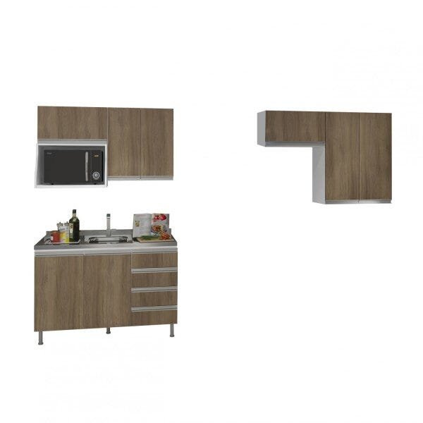 Cozinha Compacta com Balcão sem Tampo e Armário Multiuso Veneza Completa Móveis - 2