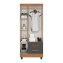 Ver imagem 3 de Roupeiro Lite 3 Portas 2 Gavetas Guarda-roupa Solteiro - Nature / Cinza