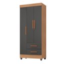 Ver imagem 1 de Roupeiro Lite 3 Portas 2 Gavetas Guarda-roupa Solteiro - Nature / Cinza