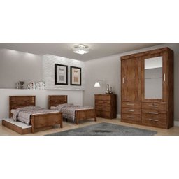 Guarda-Roupa Solteiro com Espelho 2 Portas 6 Gavetas Sonare - Canela, Novo Hor - 4