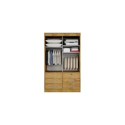 Guarda-Roupa Solteiro com Espelho 2 Portas 6 Gavetas Sonare - Canela, Novo Hor - 1