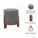 Ver imagem 3 de Kit 2 Puff Redondo Luxo Pés em Madeira Luna Linho Moderno Conforto Penteadeira Cor Cinza