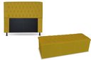 Ver imagem 1 de KIT CABECEIRA 160 + RECAMIER 160 LADY COR SUEDE AMARELO TOPÁZIO DECOR