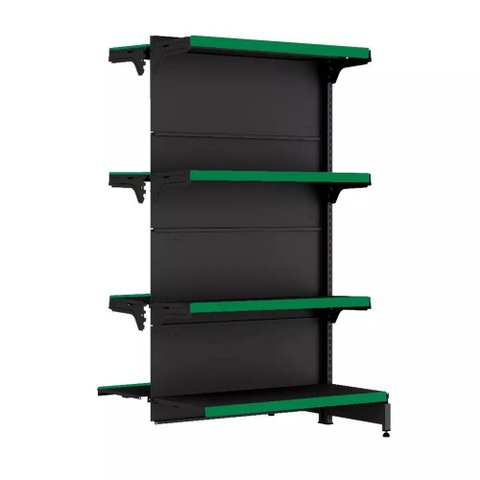 Gondola Centro 137 Fit Continuação Preto 8 Bandeja Pe Verde