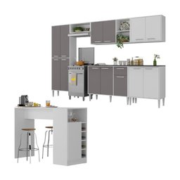 Armário de Cozinha Modulado com Bancada Americana Xangai Multimóveis Mp2206 Branco/lacca Fumê - 1