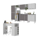 Ver imagem 1 de Armário de Cozinha Modulado com Bancada Americana Xangai Multimóveis Mp2206 Branco/lacca Fumê