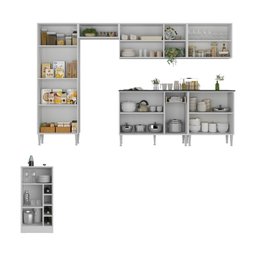 Armário de Cozinha Modulado com Bancada Americana Xangai Multimóveis Mp2206 Branco/lacca Fumê - 4