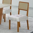 Ver imagem 3 de Kit de 6 Cadeiras para Sala de Jantar Pés em Madeira Maciça Liz Bege/Cinamomo/Veludo Palha