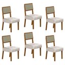 Ver imagem 1 de Kit de 6 Cadeiras para Sala de Jantar Pés em Madeira Maciça Liz Bege/Cinamomo/Veludo Palha