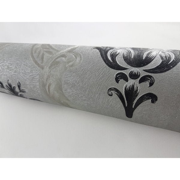 Papel de Parede Lavável - Preto com Prata - Arabescos - Rolo com 10m x 53cm - LMS-PPY-151007 - 3