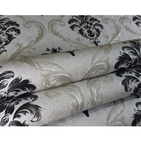 Papel de Parede Lavável - Preto com Prata - Arabescos - Rolo com 10m x 53cm - LMS-PPY-151007 - 2