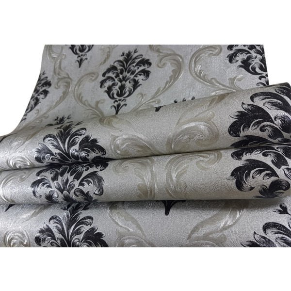 Papel de Parede Lavável - Preto com Prata - Arabescos - Rolo com 10m x 53cm - LMS-PPY-151007 - 4