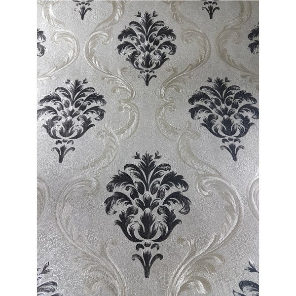 Papel de Parede Lavável - Preto com Prata - Arabescos - Rolo com 10m x 53cm - LMS-PPY-151007 - 1