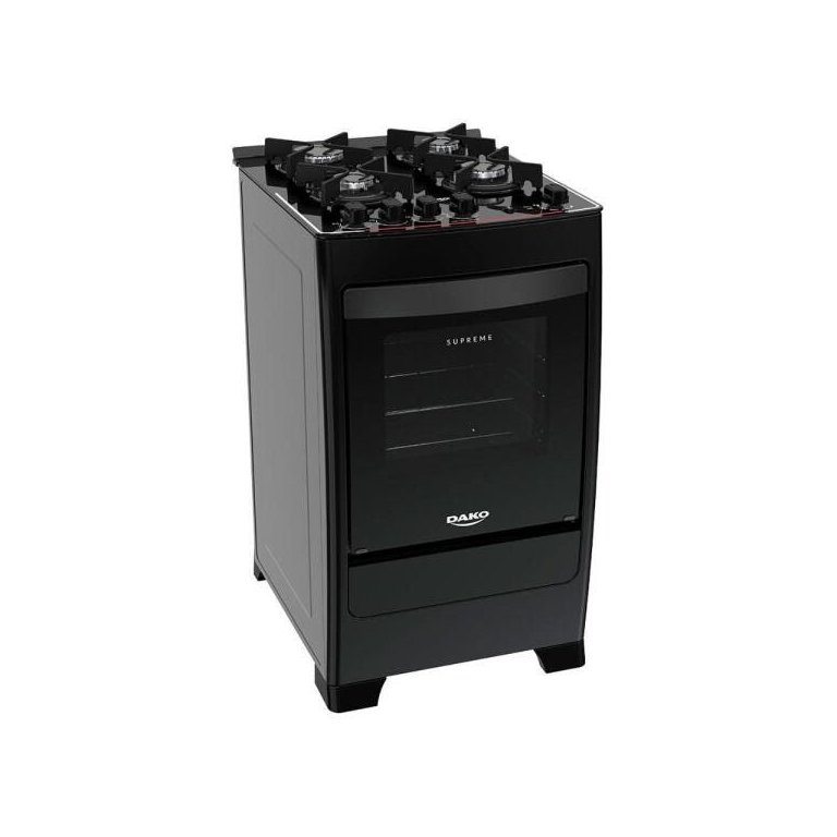 Fogão a Gás de Piso 4 Bocas Dako Supreme Glass Preto Bivolt