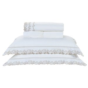 Jogo de Lençol Queen 4 Peças 100% Algodão Percal 200 Fios Yara