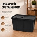 Ver imagem 4 de Caixa Organizadora 56 Litros Plastica Grande Multiuso Roupas Brinquedos Armario Closet Lavanderia