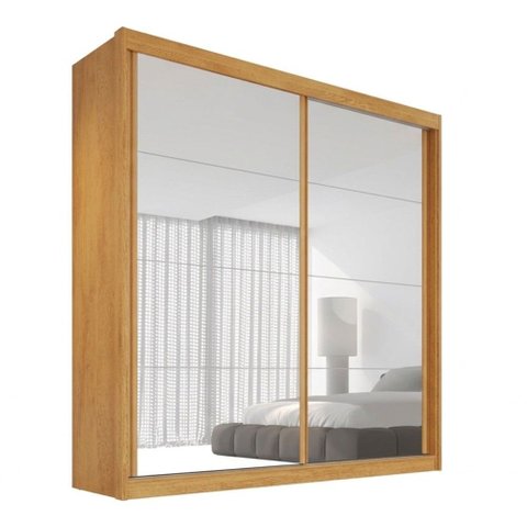 Guarda-roupa Casal Mali 2 Portas 3 Gavetas 100% Mdf com Espelho 19200 Peroba/off White - Europa Móve