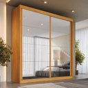 Ver imagem 2 de Guarda-roupa Casal Mali 2 Portas 3 Gavetas 100% Mdf com Espelho 19200 Peroba/off White - Europa Móve