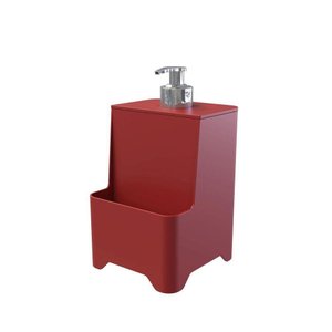 Dispenser de Pia para Detergente e Esponja com Válvula Cromada - Stolf Vermelho